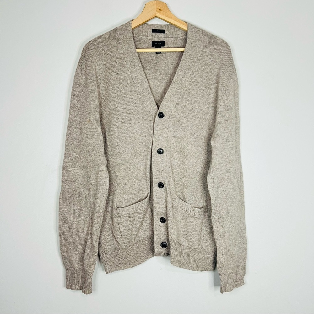 J. Crew Tan Alpaca/Merino Blend Cardigan Sweater Large - Picture 2 of 8